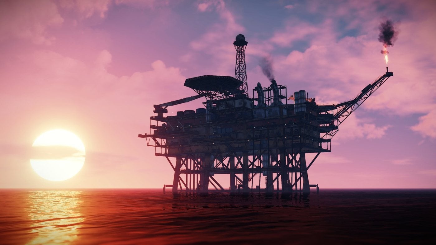 Large Oil Rig seen from a boat